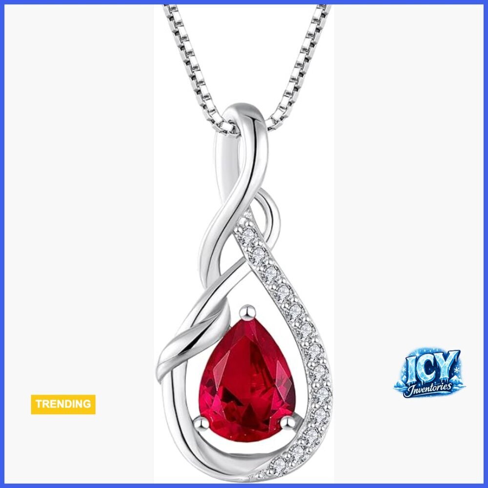 925 Sterling Silver Infinity Teardrop Pendant Necklace with Cubic Zirconia